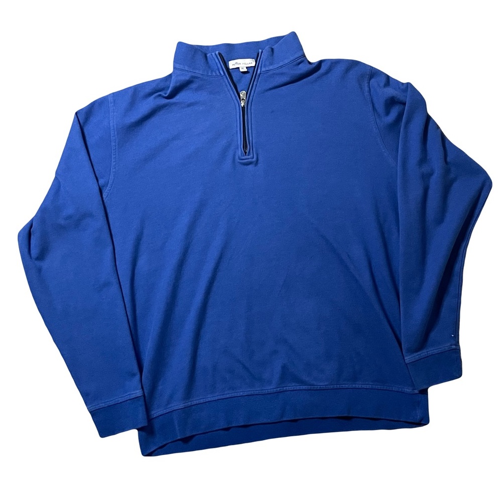 Peter Millar Crown Comfort XL 1/4 Zip Blue Men's Pullover Extra Large Cotton